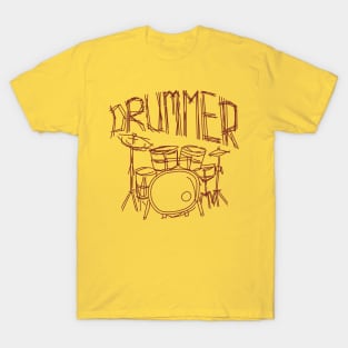 sketch line art of drum set T-Shirt
